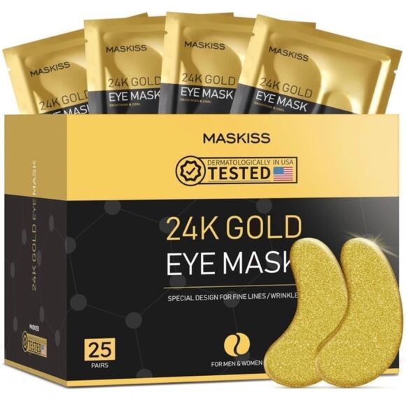 24k Gold Under Eye Patches (25 Pairs), eye mask, Collagen Skin Care Products New - Picture 1 of 8